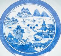 A Large Canton Blue and White Porcelain Serving Bowl