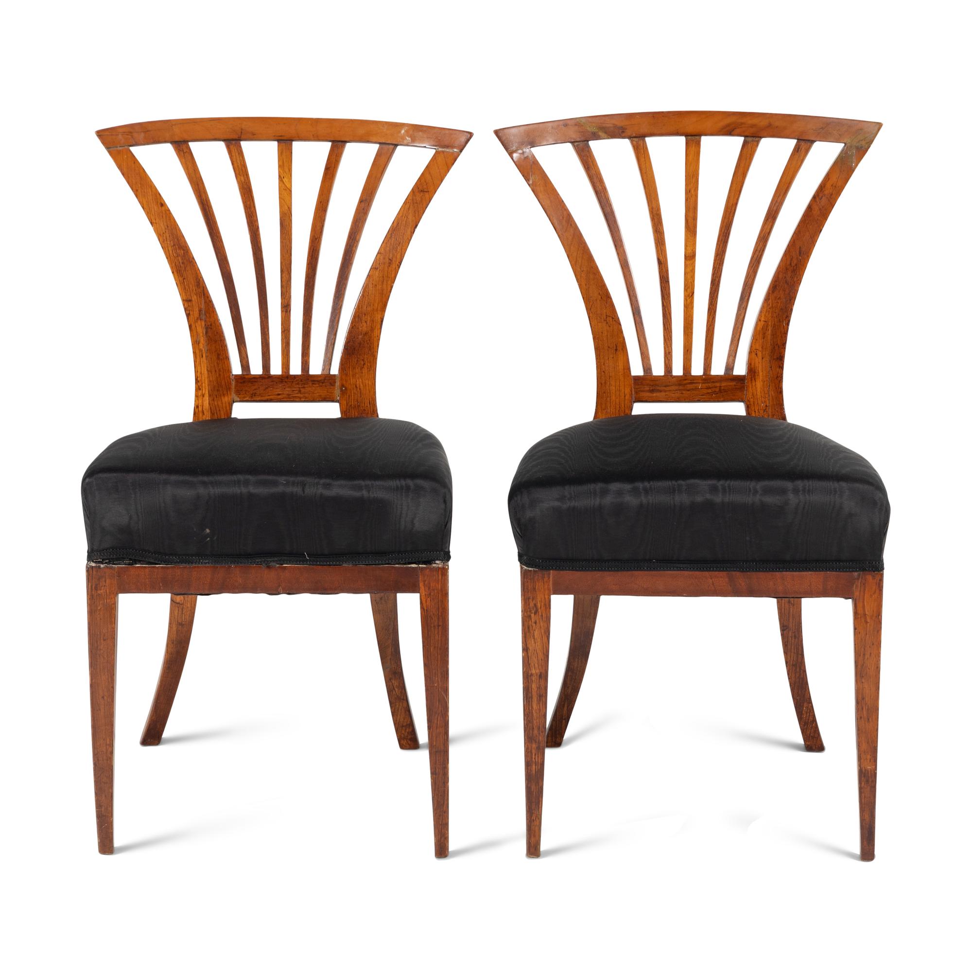 A Pair of Biedermeier Fruitwood Side Chairs