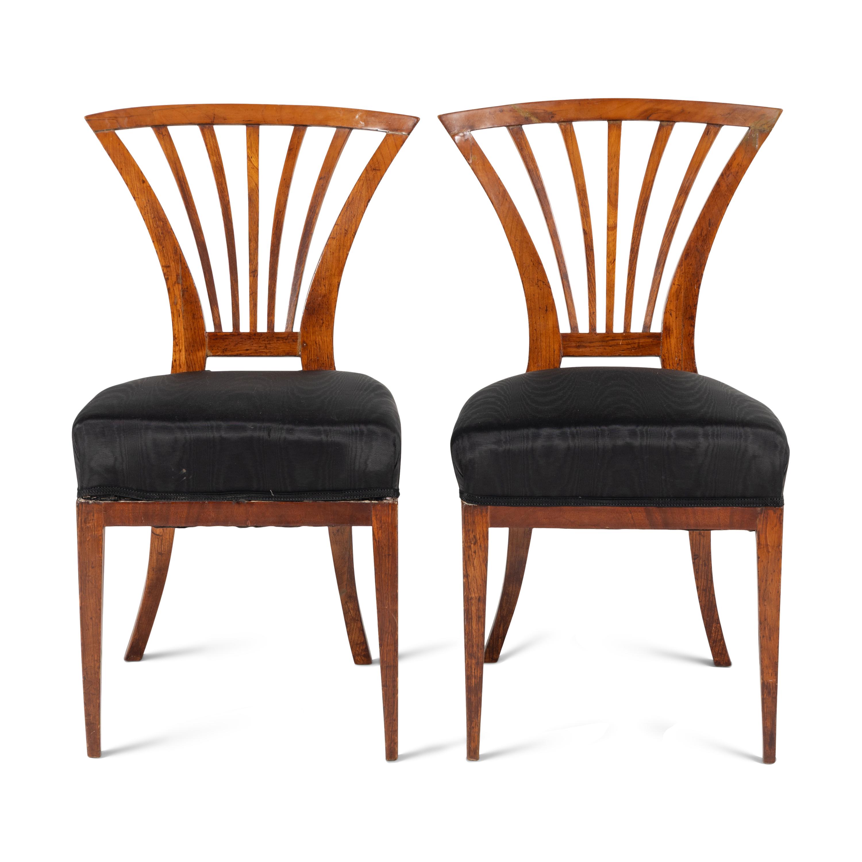 A Pair of Biedermeier Fruitwood Side Chairs