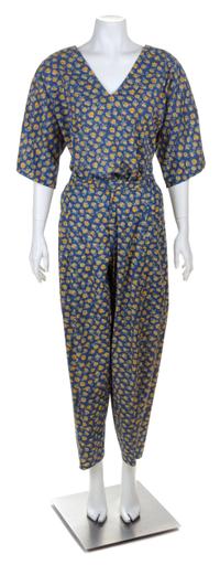 A Koos Multicolor Cotton Three Piece Pant Ensemble Jacket no size; Top and pant size medium.