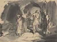 School of Rembrandt van Rijn (Dutch, 1606-1669) — The Head of Saint John the Baptist Carried on a Plate to Herod