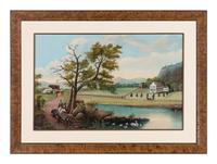 American School 19th / 20th Century, Valley Farm Landscape With House