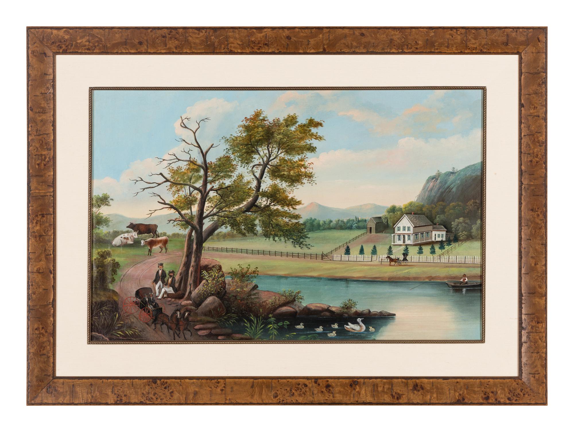 American School 19th / 20th Century, Valley Farm Landscape With House