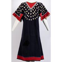 Apsáalooke Trade Wool Dress, with Bone Carved Elk Teeth