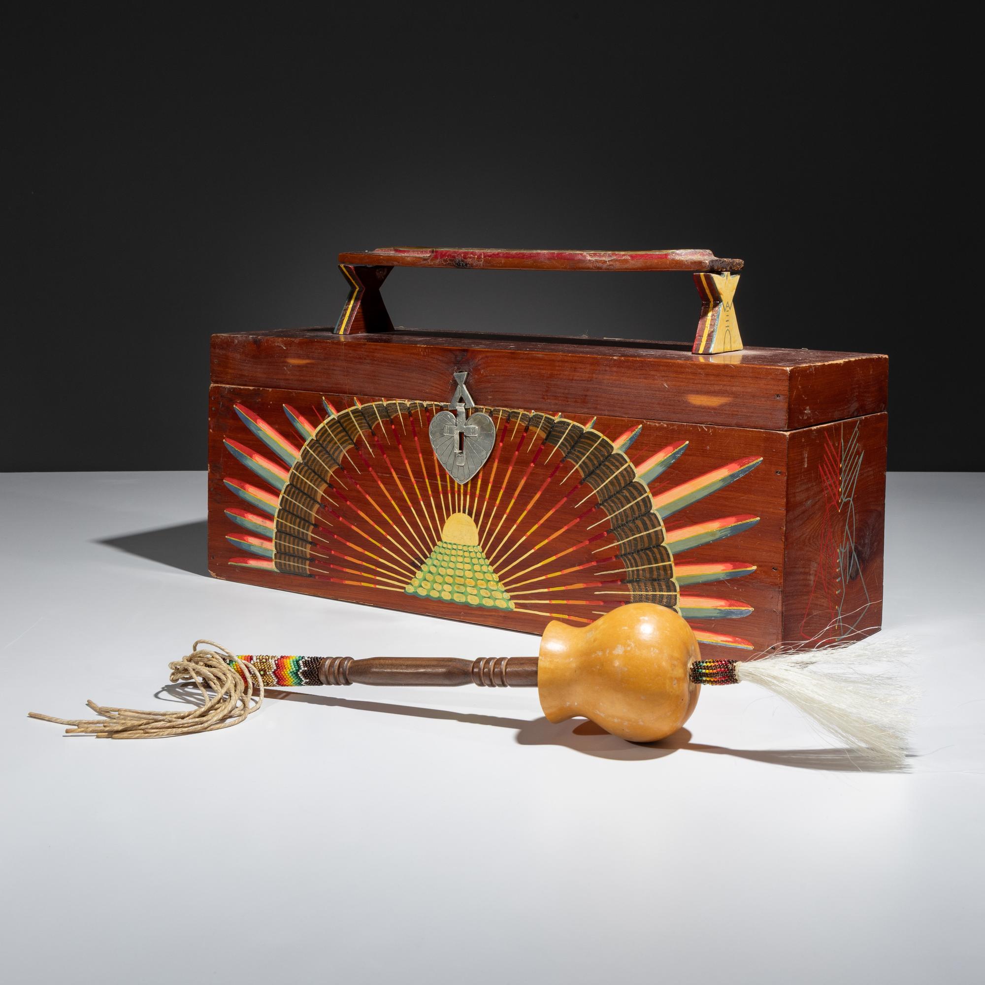 Painted Peyote Box, with Rattle