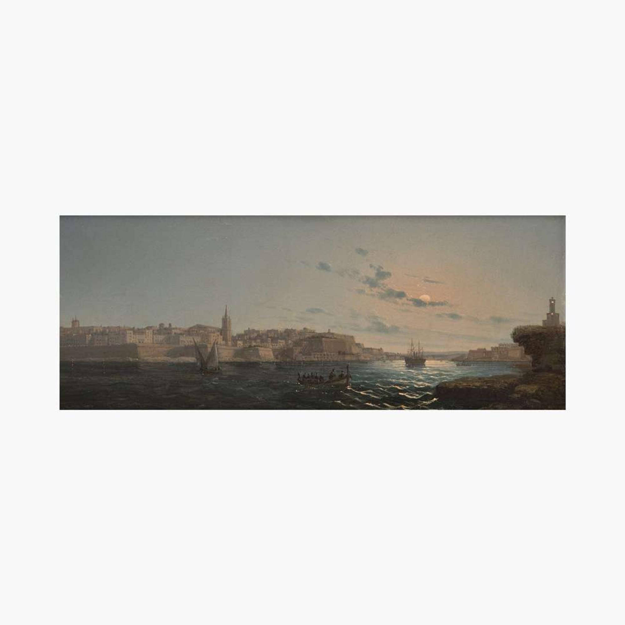 Luigi Maria Galea (Maltese, 1847–1917) View of Marsamxett Harbour, Valletta, Malta