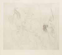 Raphaël et la Fornarina. V: Avec voyeur écartant le rideau (pl. 300 from the 347 Series)