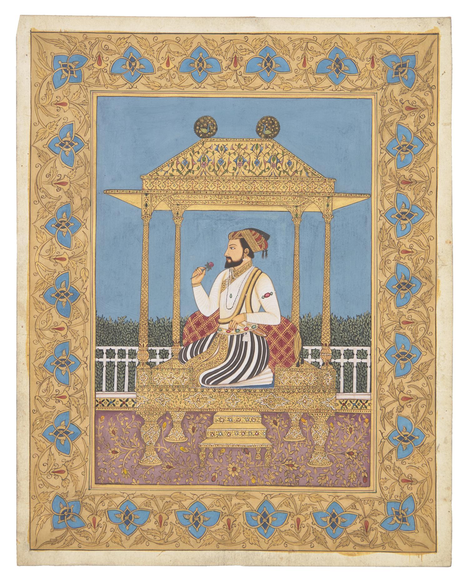 A Painting of Emperor Shah Jahan Seated on the Peacock Throne, North India, 20th Century