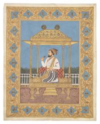 A Painting of Emperor Shah Jahan Seated on the Peacock Throne, North India, 20th Century