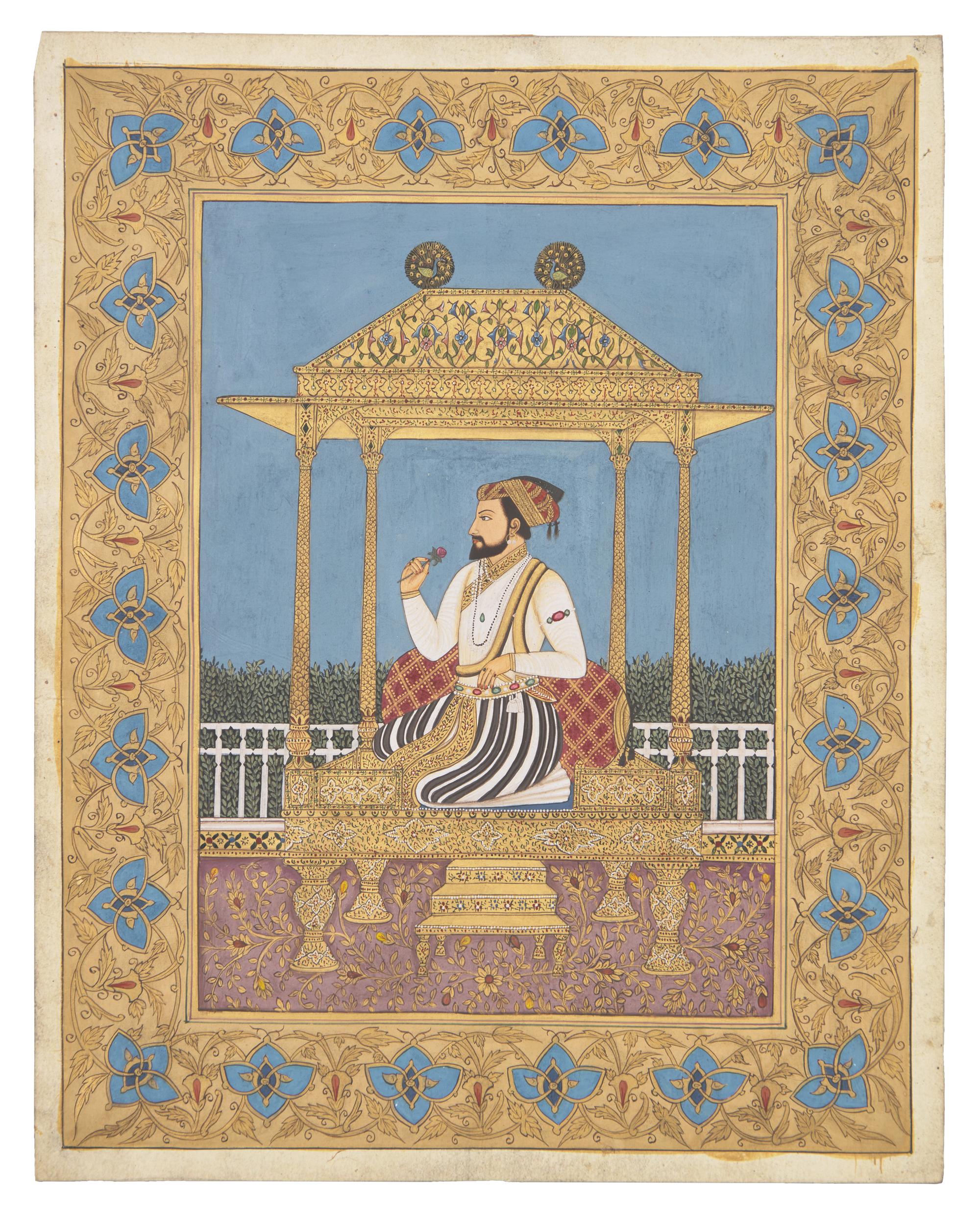 A Painting of Emperor Shah Jahan Seated on the Peacock Throne, North India, 20th Century