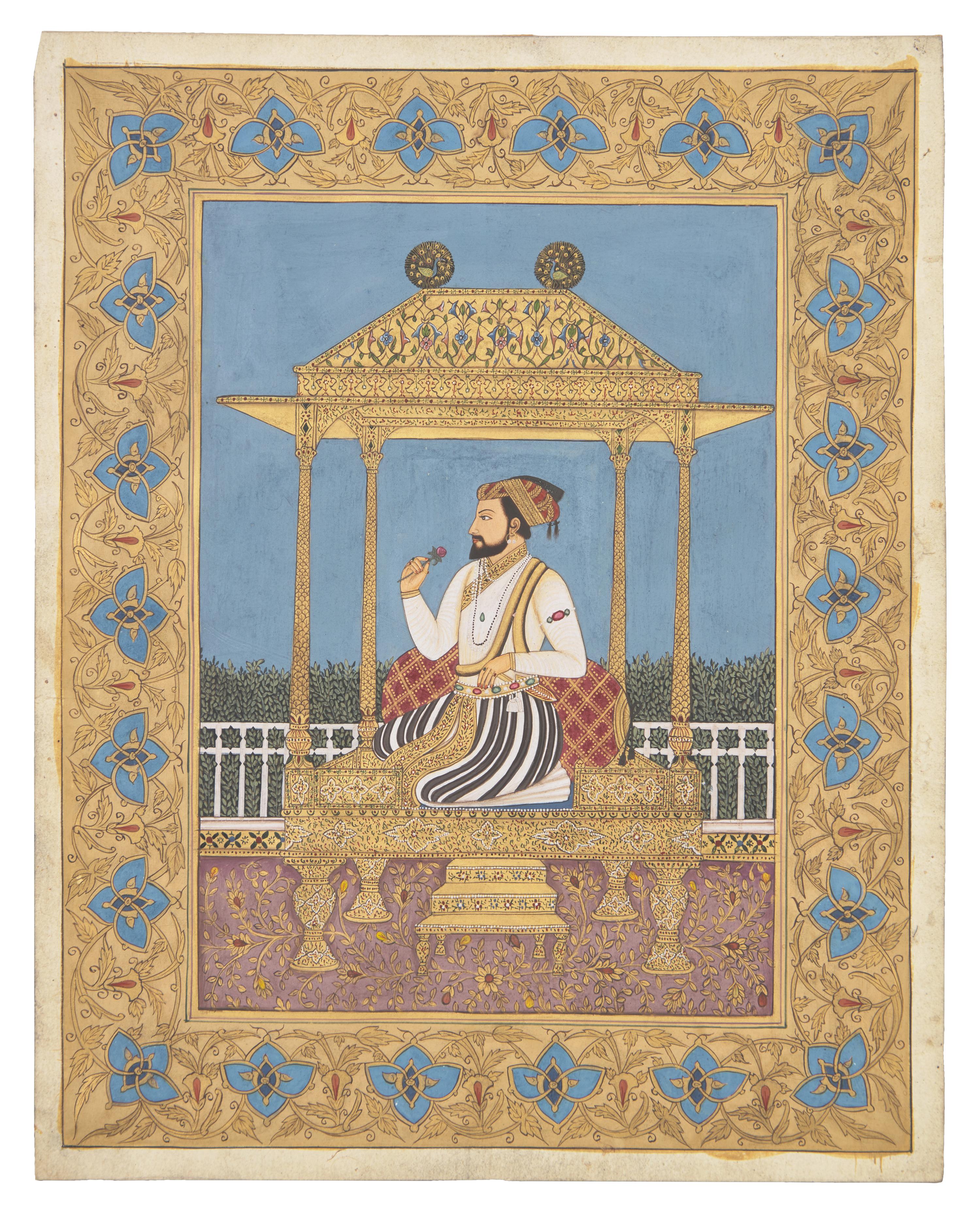 A Painting of Emperor Shah Jahan Seated on the Peacock Throne, North India, 20th Century
