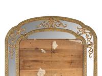 A Continental Neoclassical Painted and Parcel Gilt Mirror