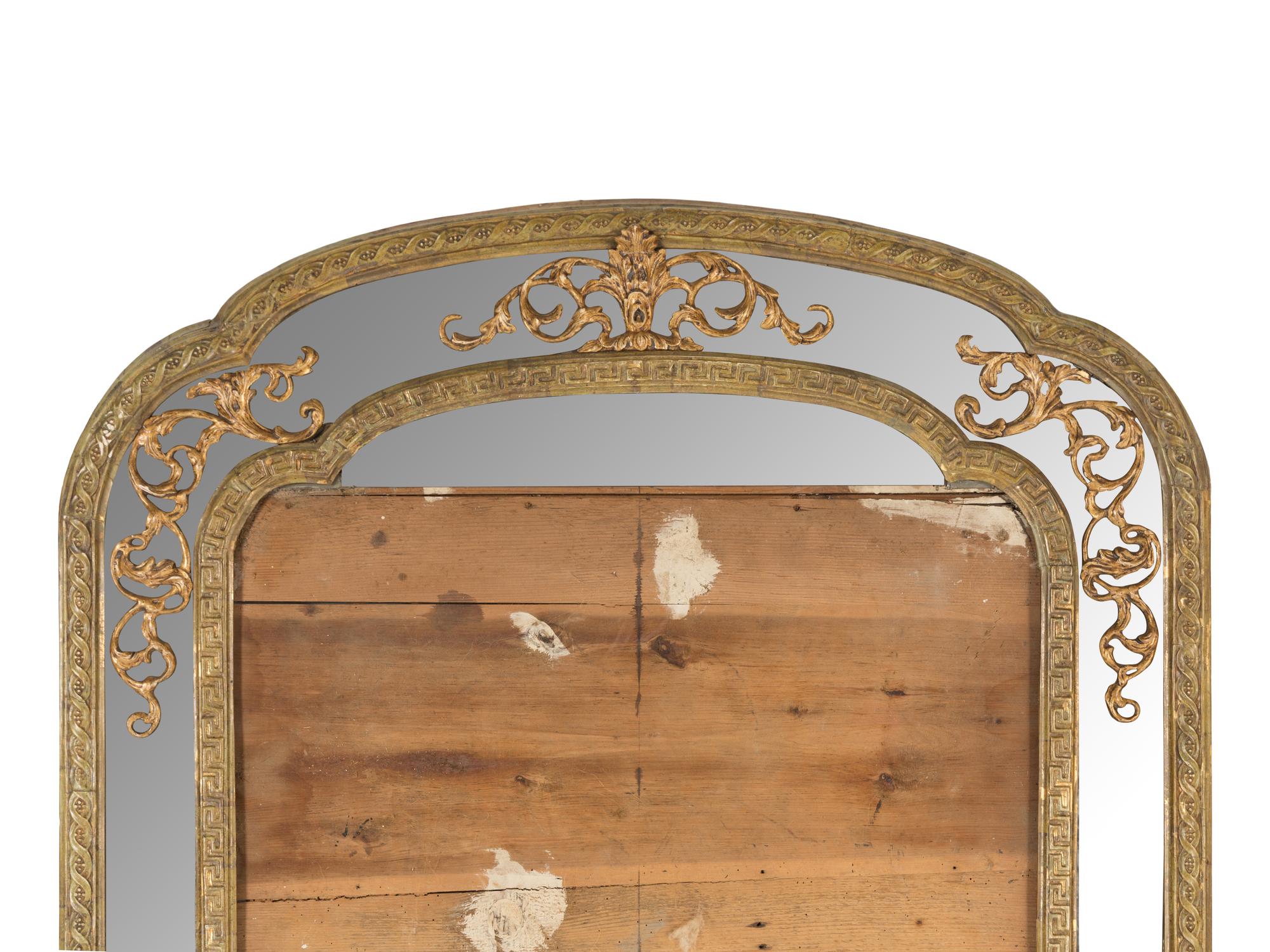 A Continental Neoclassical Painted and Parcel Gilt Mirror