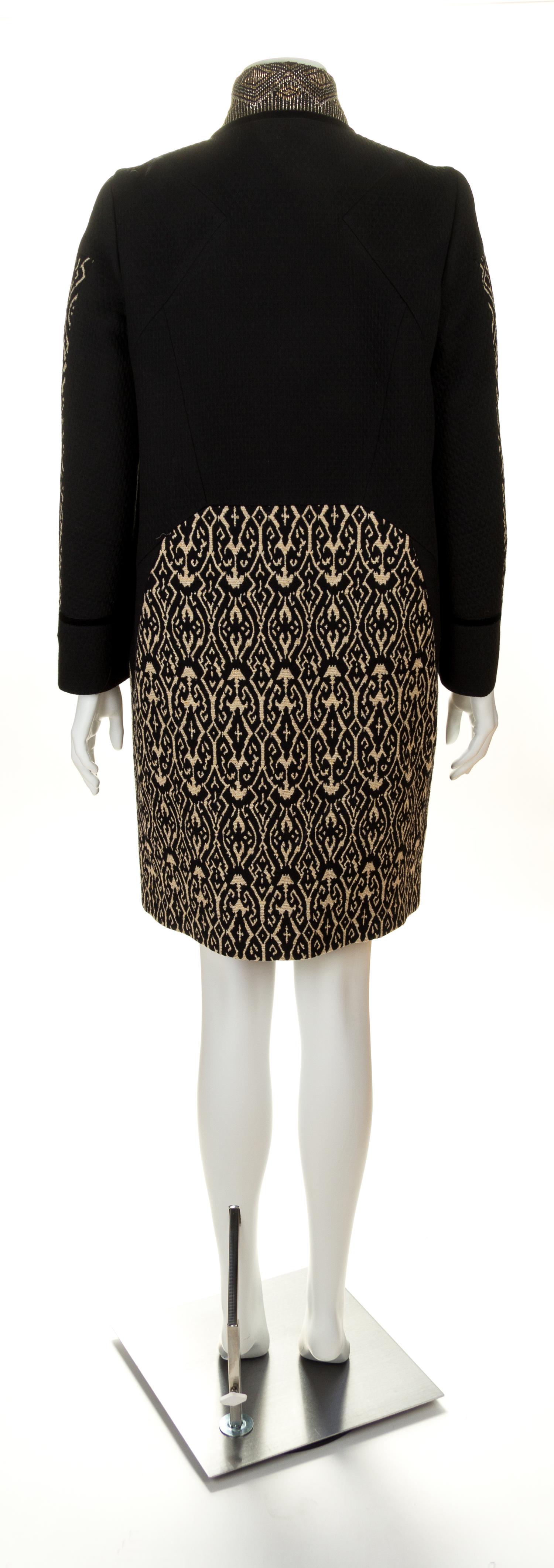 An Etro Black Pattern Coat Size 42.