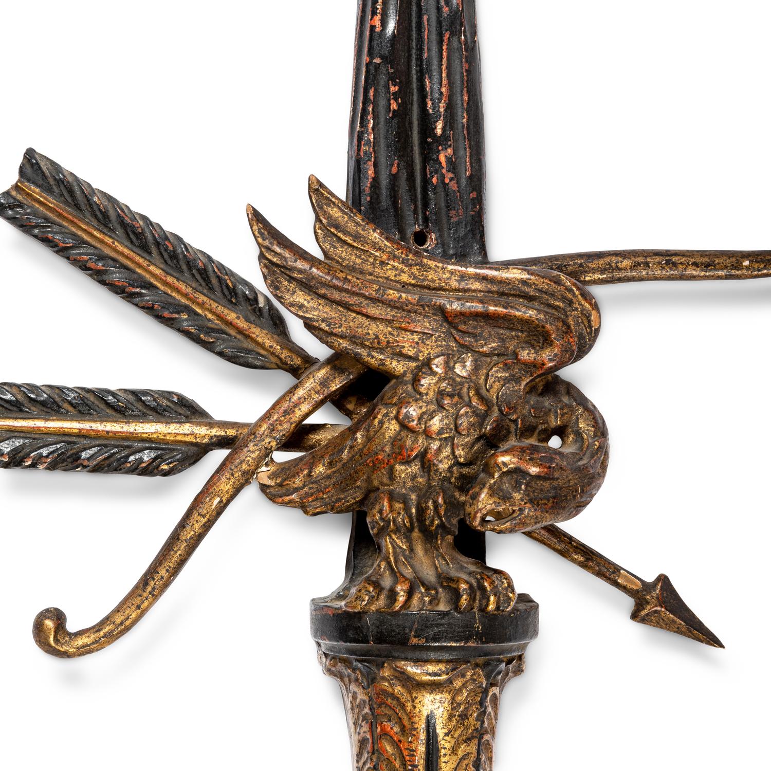 A Pair of Italian Painted and Giltwood Two-Light Sconces