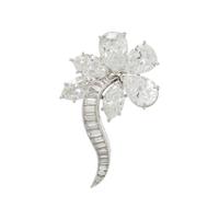 VAN CLEEF & ARPELS, DIAMOND AND PLATINUM FLOWER BROOCH