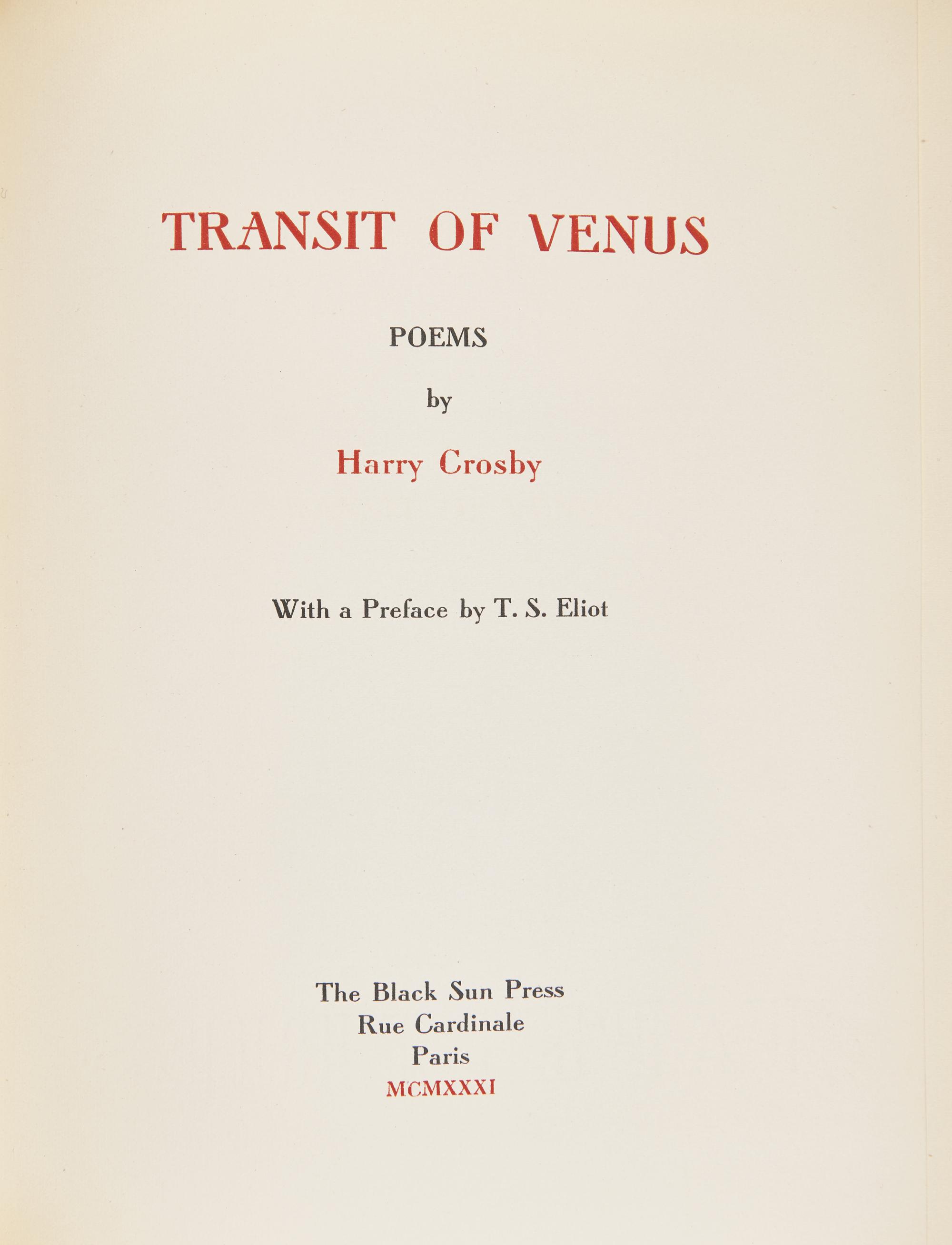 [Black Sun Press] Crosby, Harry. Collected Poems of Harry Crosby