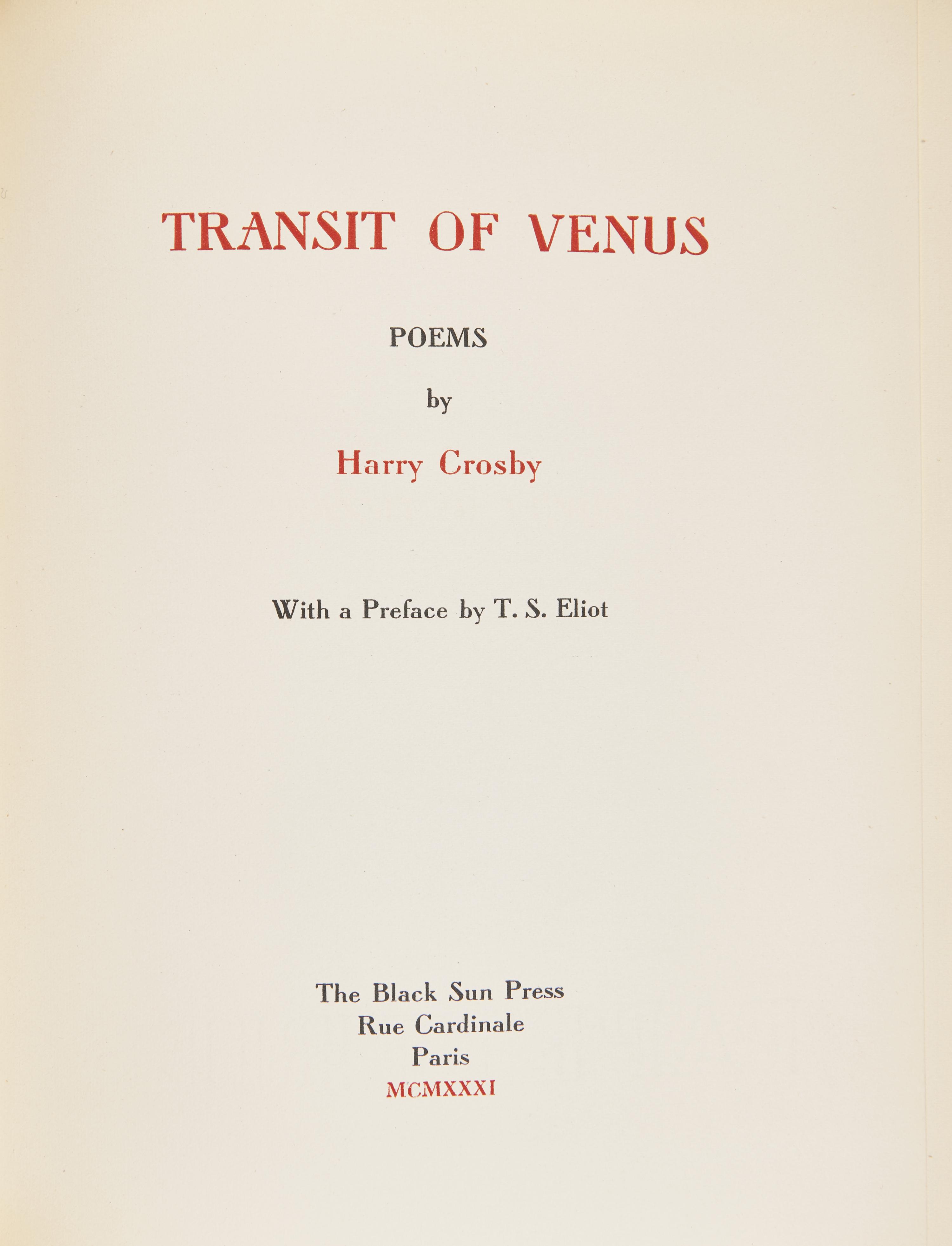 [Black Sun Press] Crosby, Harry. Collected Poems of Harry Crosby