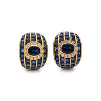 SAPPHIRE AND DIAMOND EARCLIPS