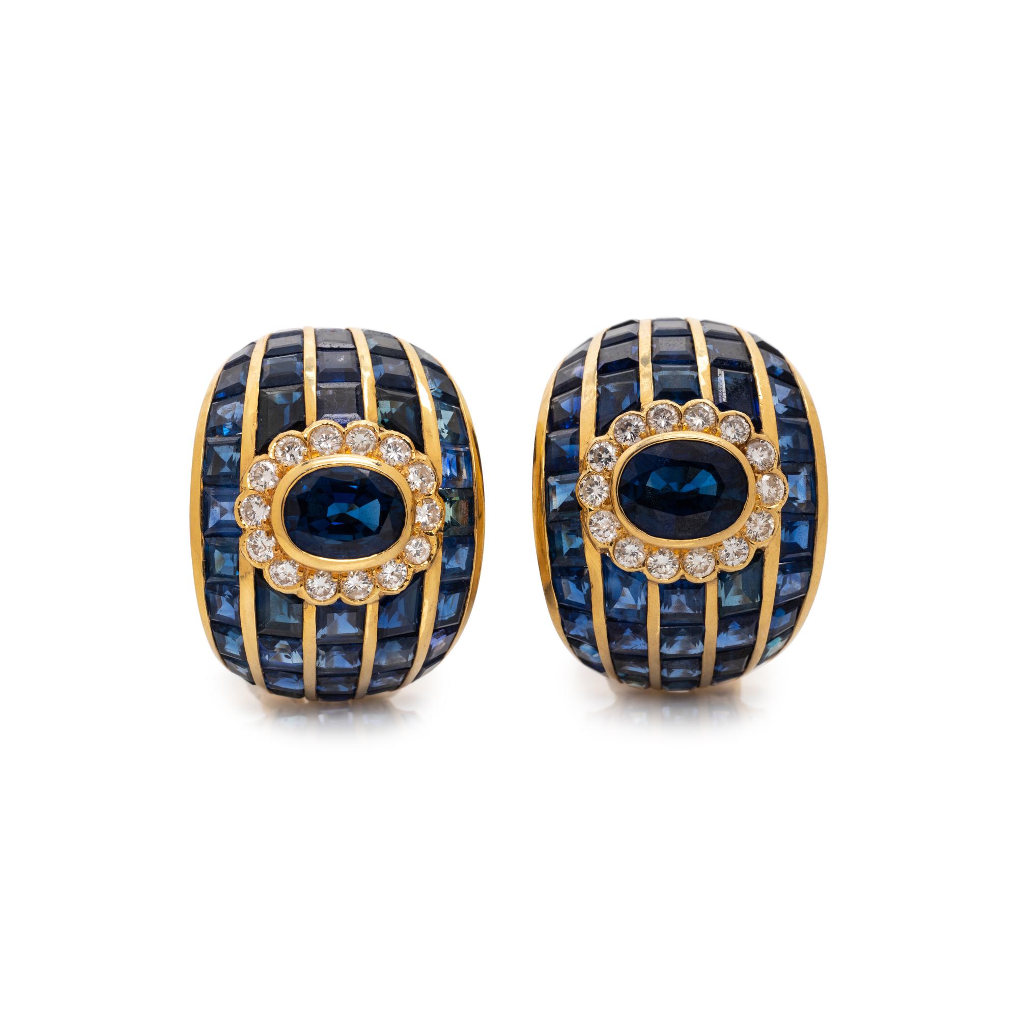 SAPPHIRE AND DIAMOND EARCLIPS