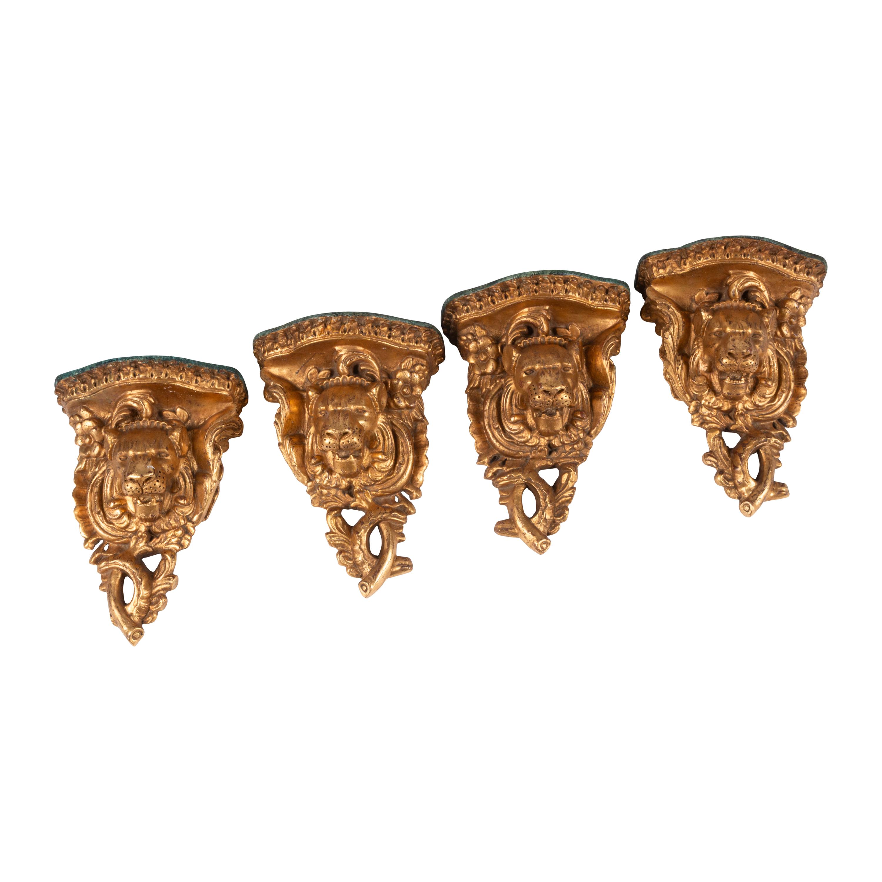 A Set of Four Italian Giltwood Wall Brackets
