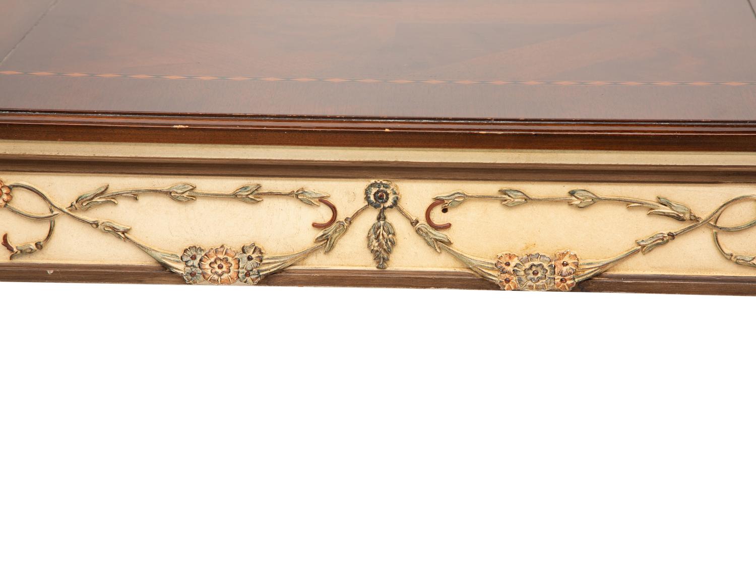 An Italian Painted and Parquetry Mahogany-Top Dining Table