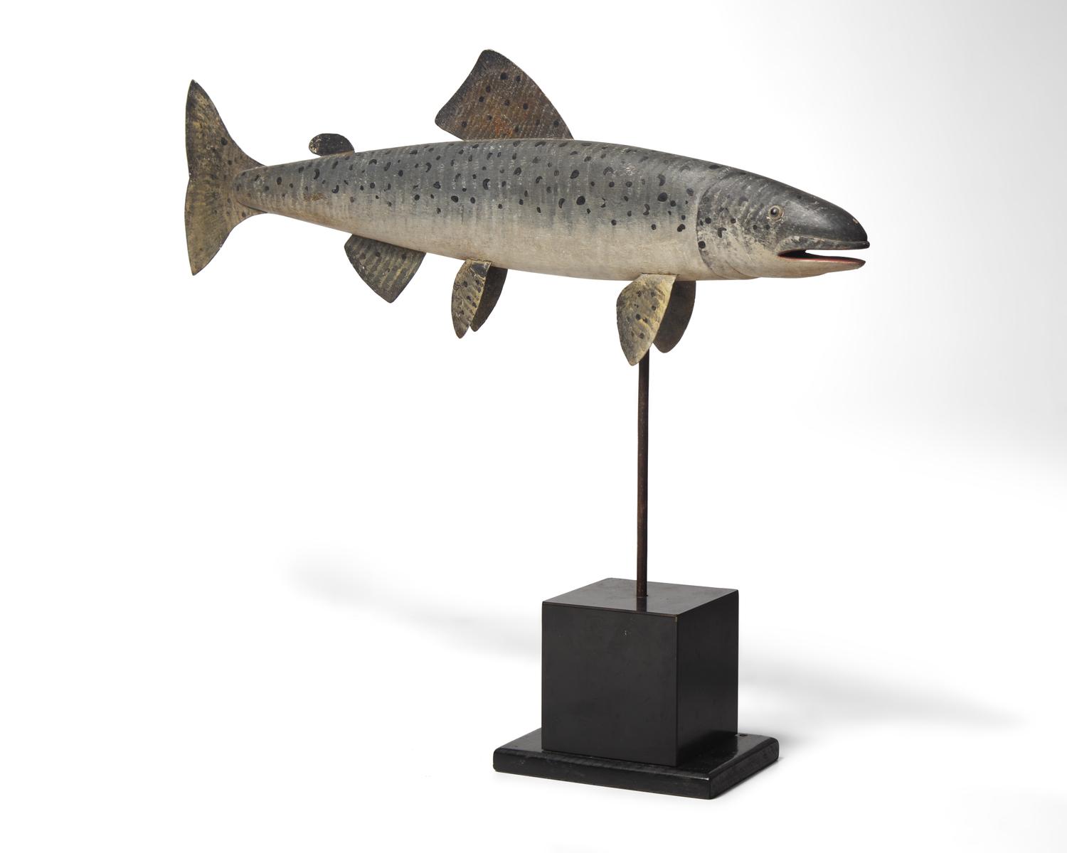 A Carved And Painted Trout