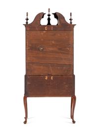 A Queen Anne Fan-Carved Cherrywood Bonnet-Top High Chest