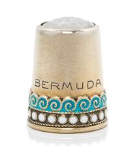 A Norwegian Silver-Gilt and Enamel Thimble, David Andersen, Oslo, Late 19th/Early 20th Century, the hardstone inset top above a body be