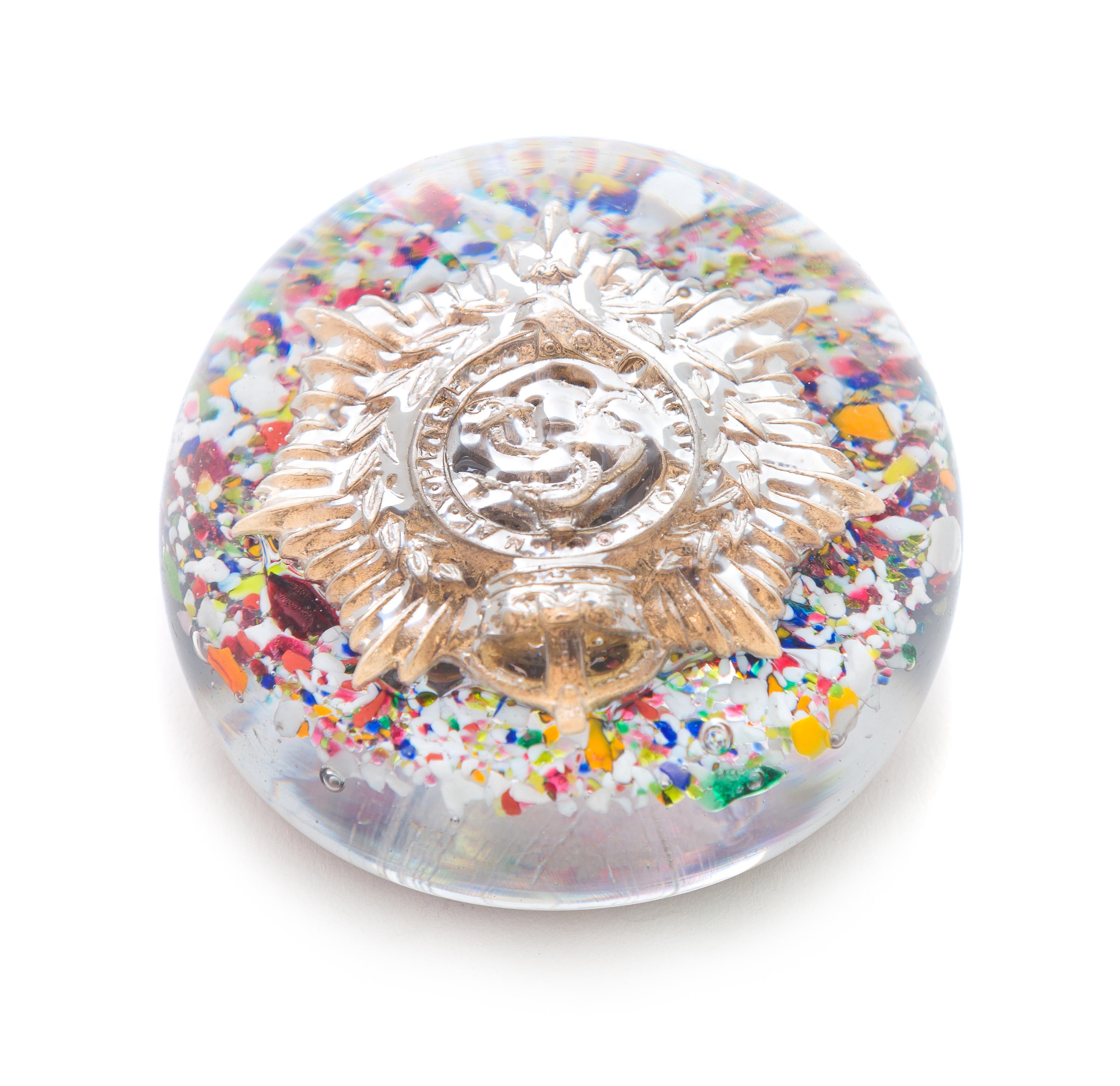 A World War II Military Badge Paperweight Over Frit, ,