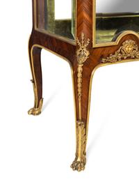 A Louis XV Style Gilt Bronze Mounted Kingwood Marble-Top Vitrine