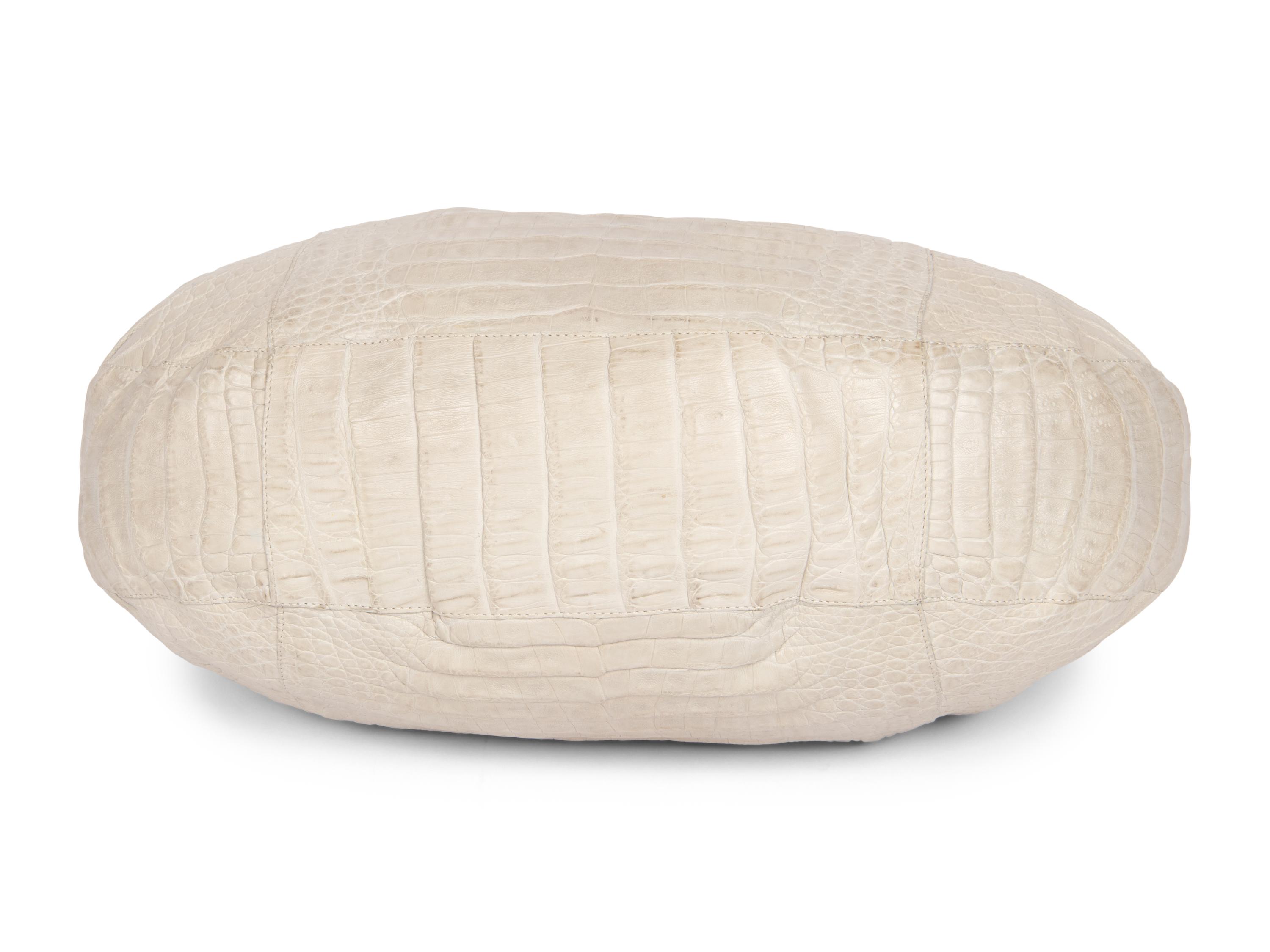 Nancy Gonzalez Cream Alligator Handbag, 2000s
