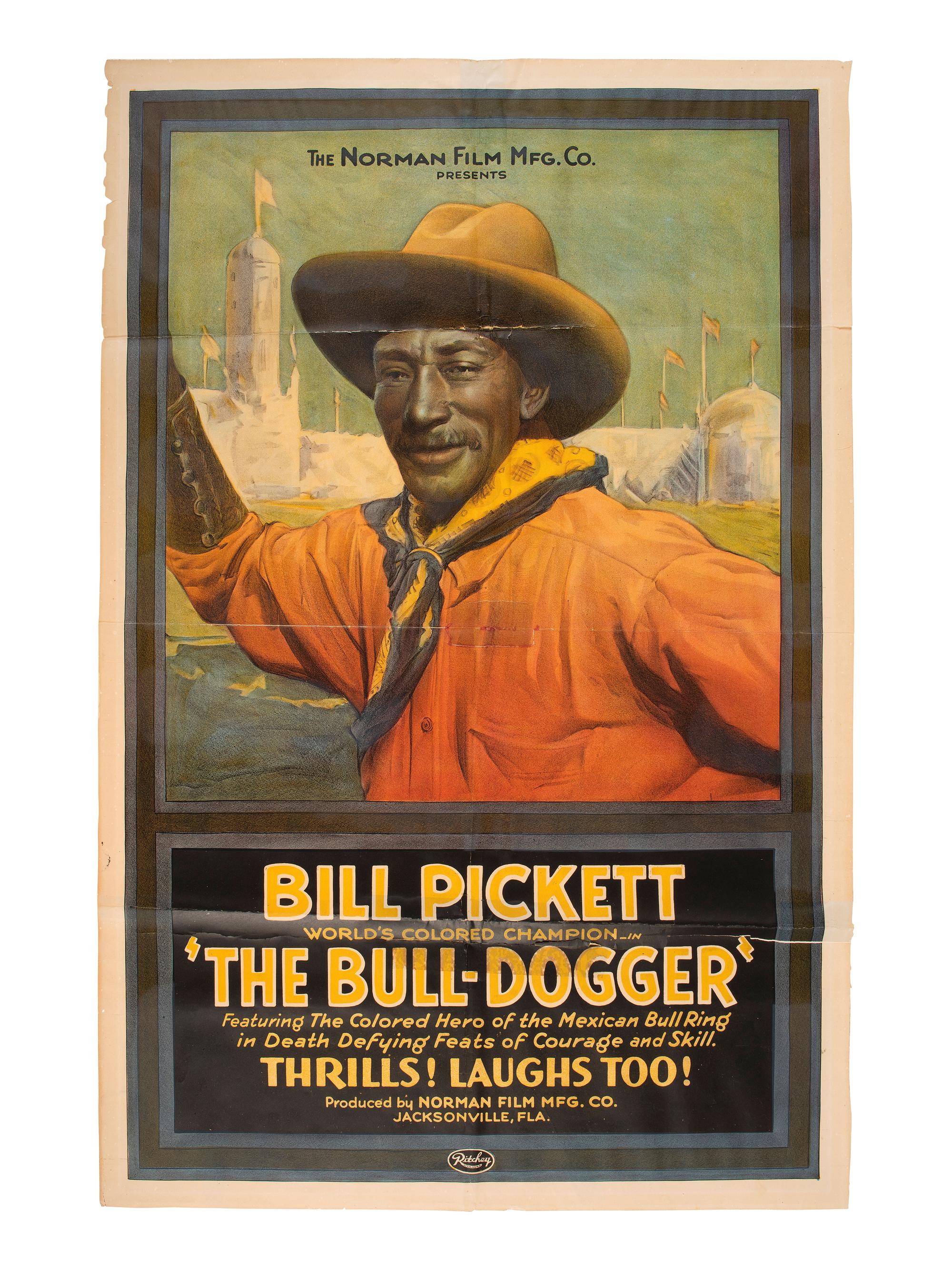 [ENTERTAINMENT] The Bull Dogger . Poster and lobby card feat. "World's Colored Champion" Bill Pickett