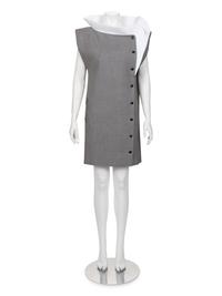 Pierre Cardin Haute Couture Houndstooth Wrap Dress with Extra Collar, c. 1980
