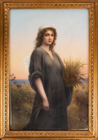 A Berlin (K.P.M.) Porcelain Plaque After Charles Landelle