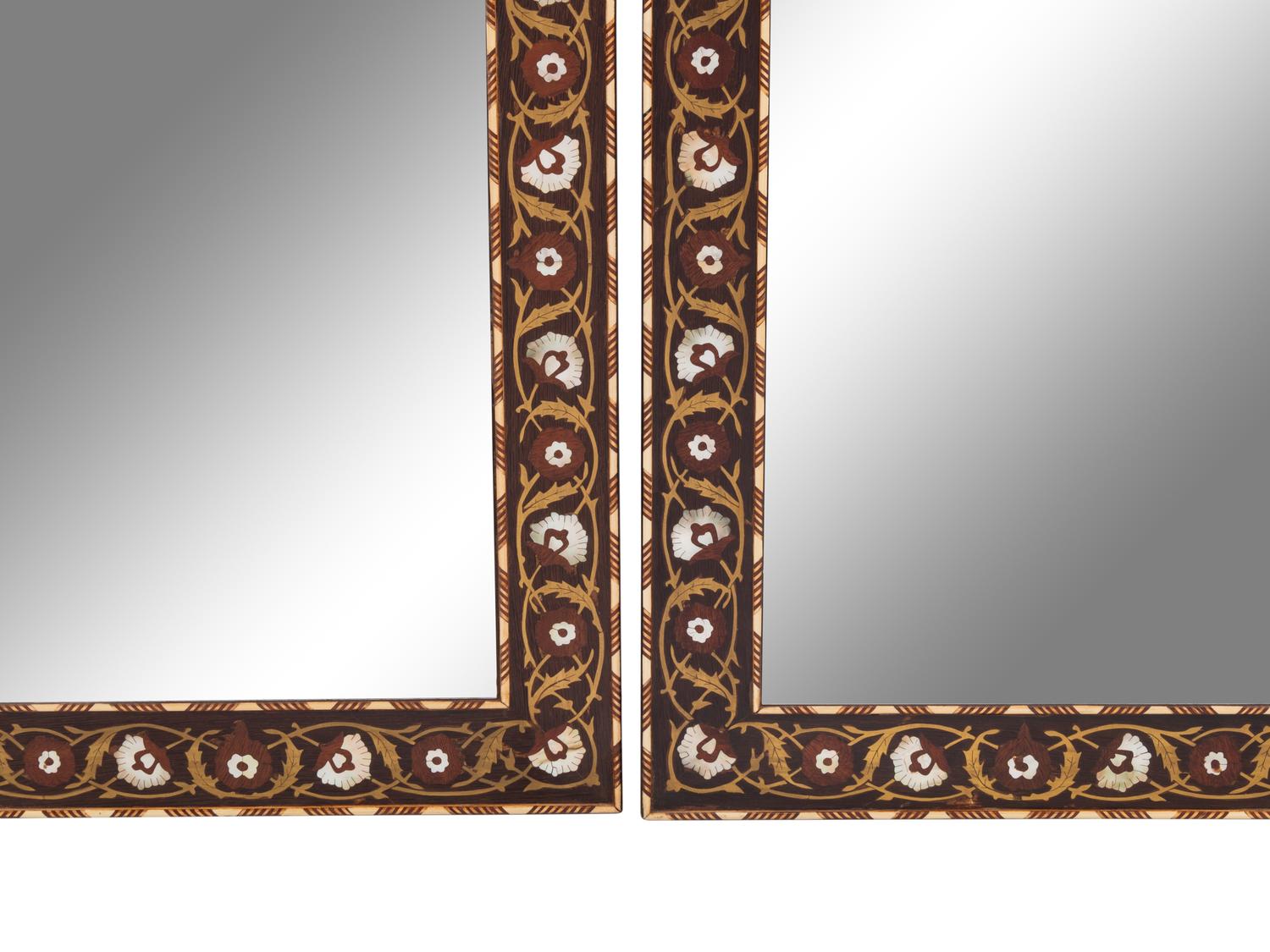A Pair of Middle Eastern Mother-of-Pearl and Marquetry Mirrors
