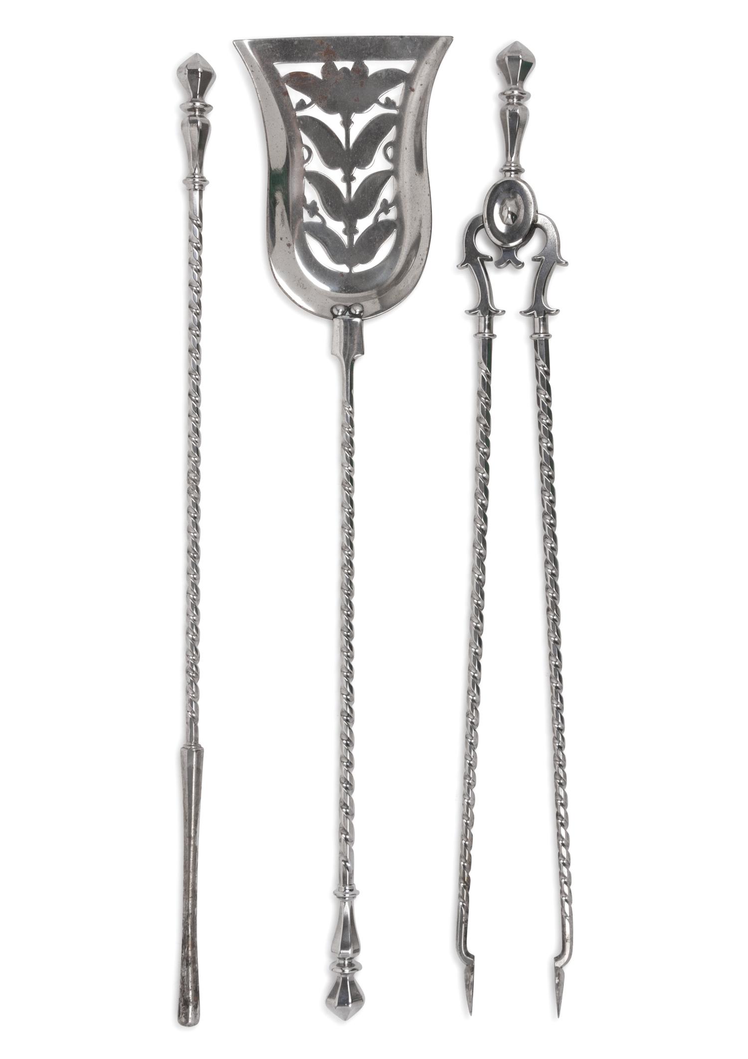 A Set of English Steel Fireplace Tools