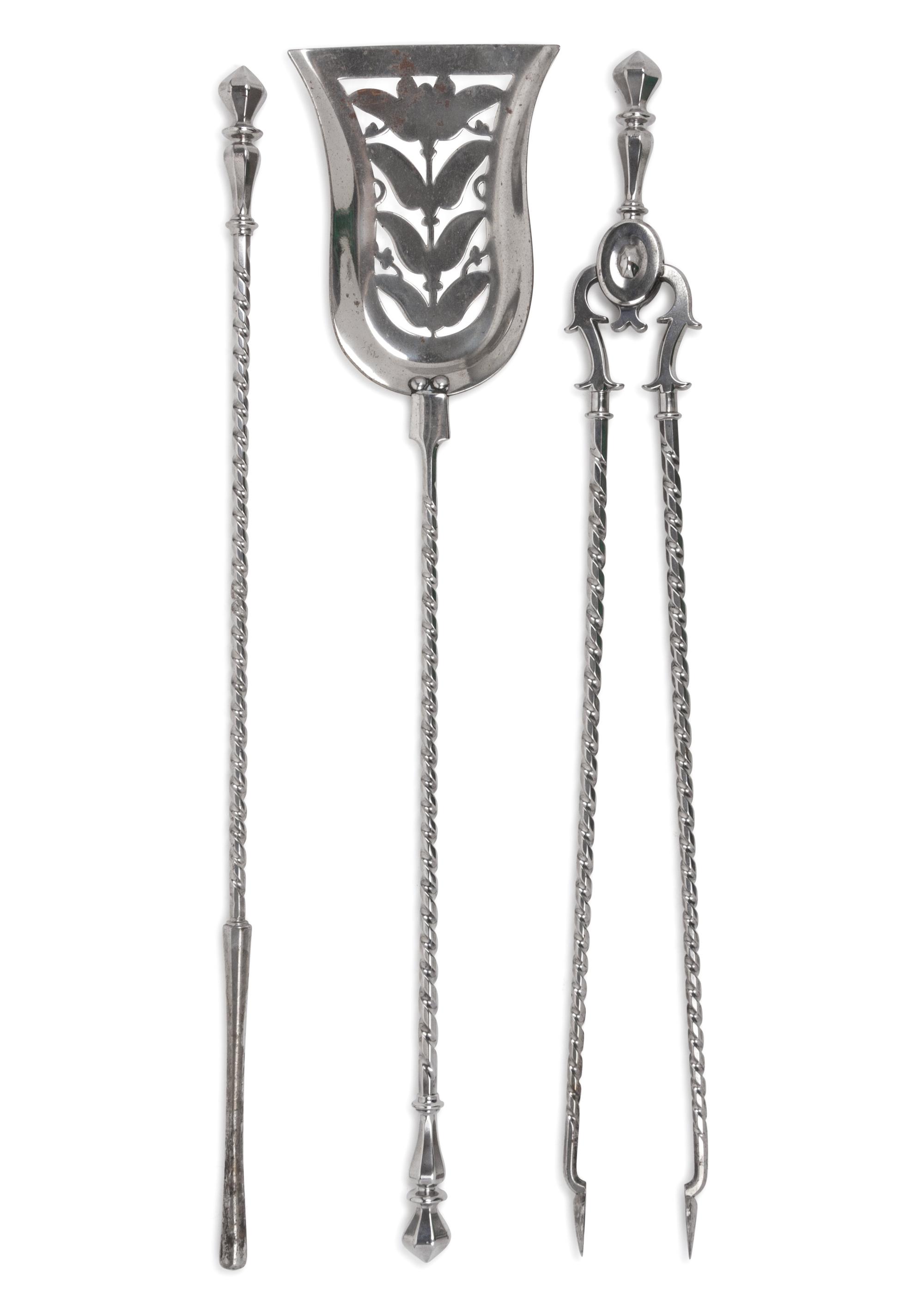 A Set of English Steel Fireplace Tools