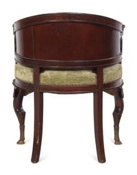 An Empire Style Gilt Bronze Mounted Mahogany Bergère de Bureau