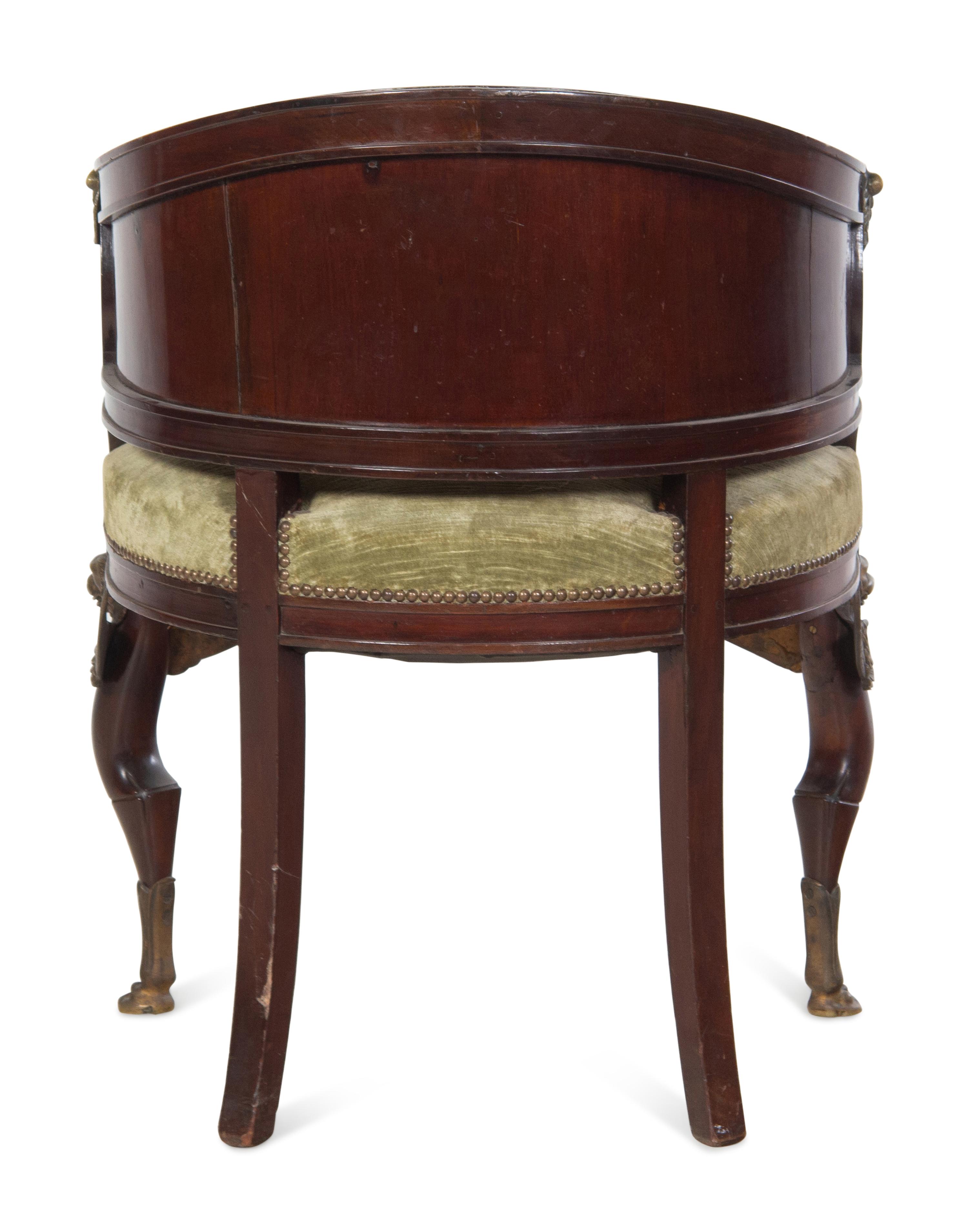 An Empire Style Gilt Bronze Mounted Mahogany Bergère de Bureau