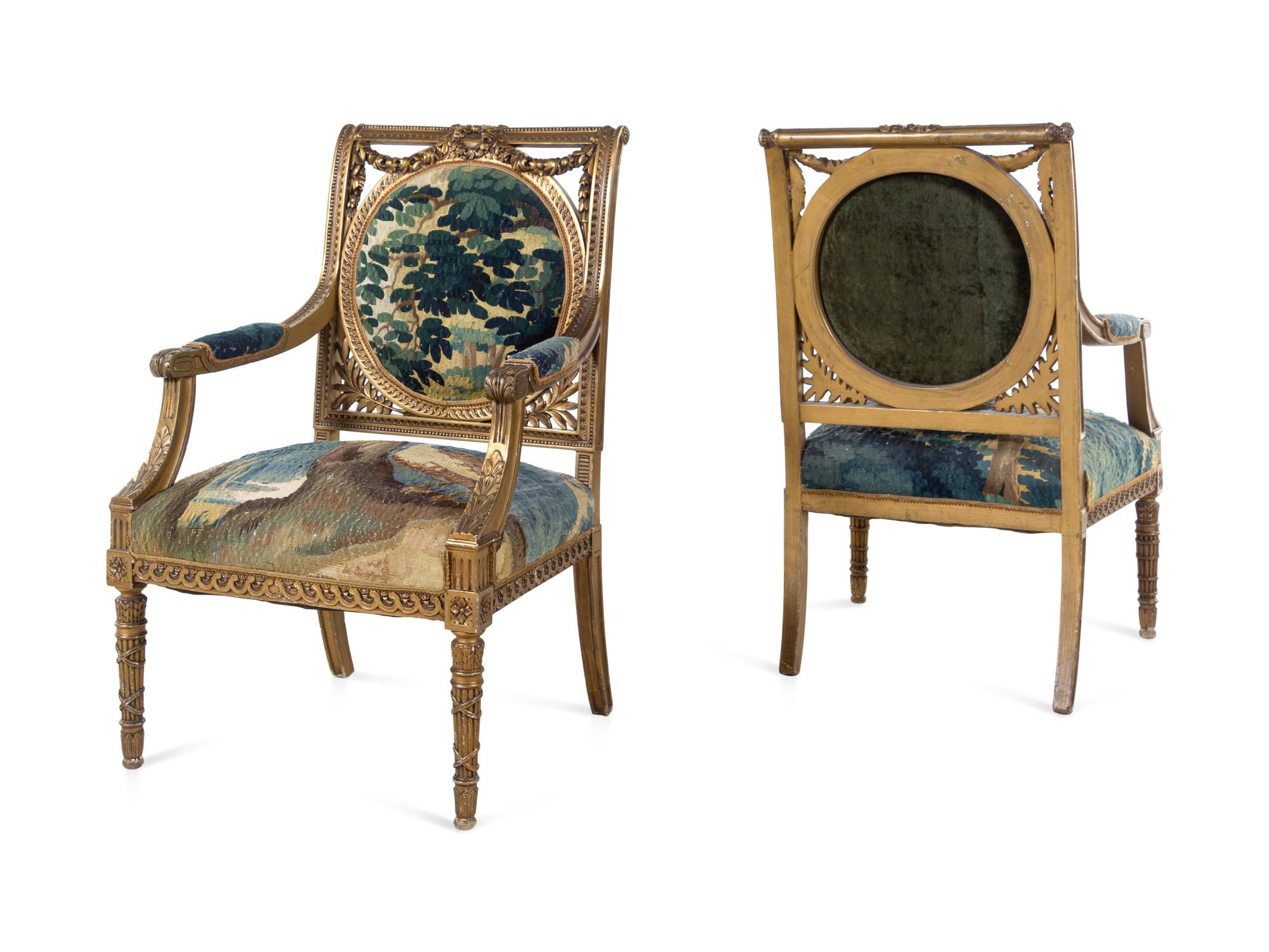 A Pair of Louis XVI Style Fauteuils