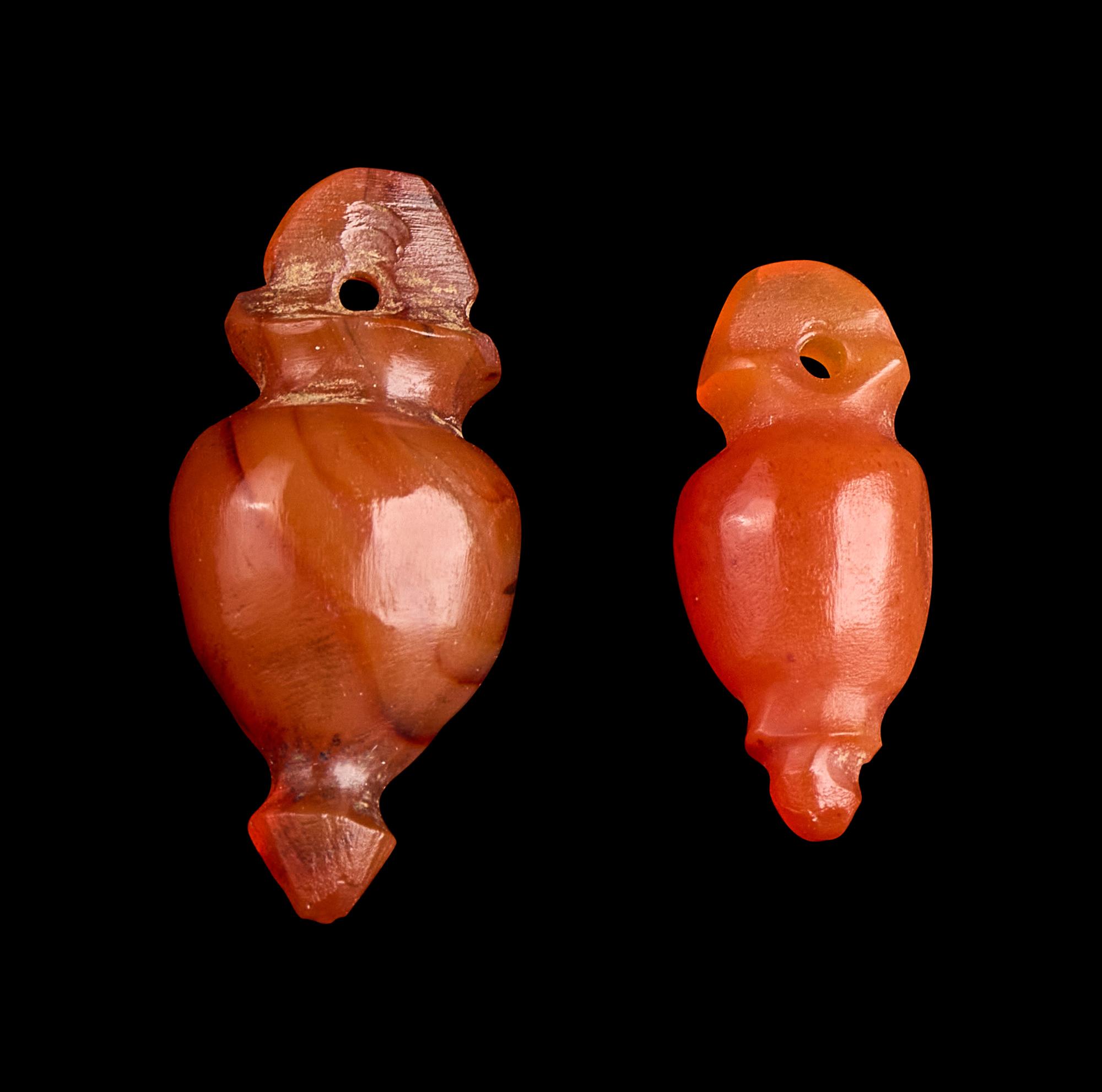 A Pair of Egyptian Carnelian Heart Amulets