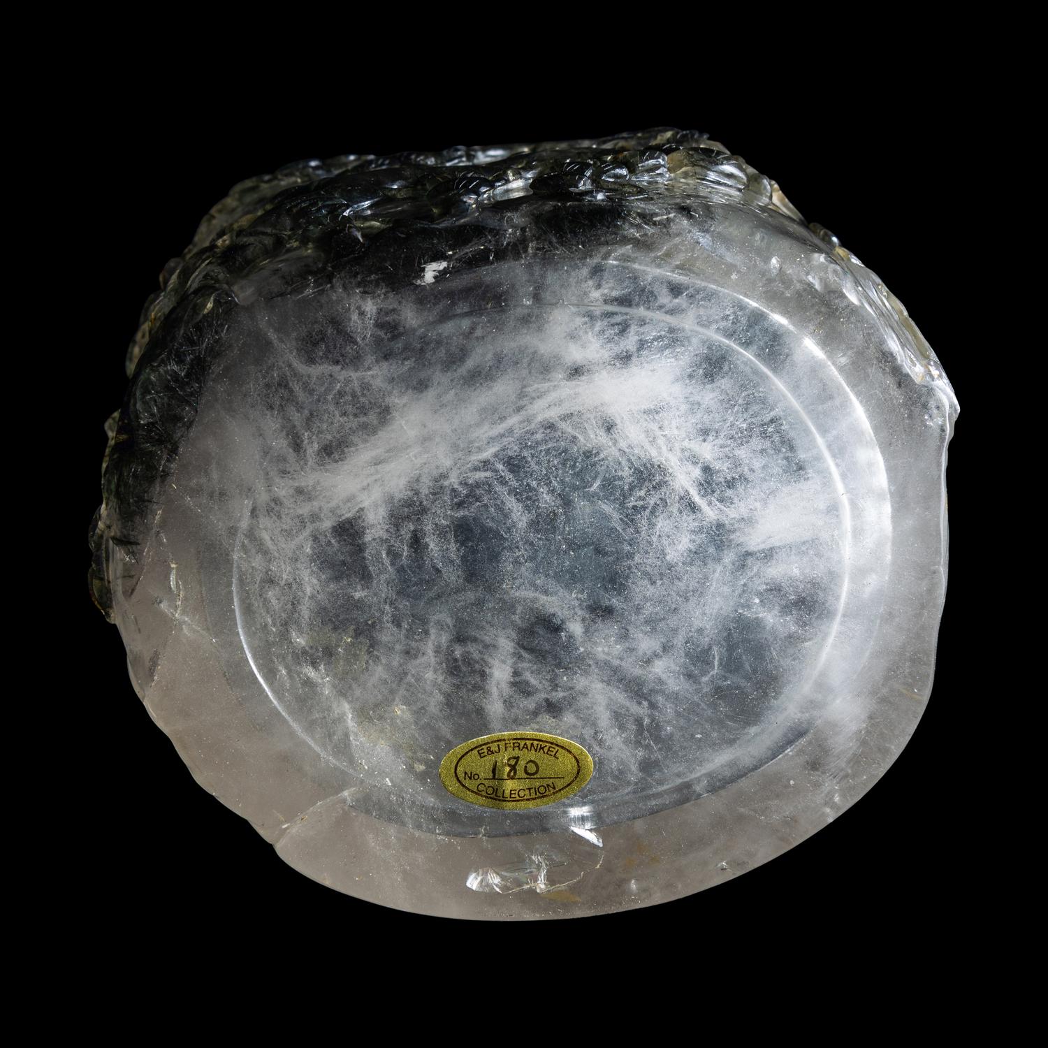 An Unusual Chinese Carved Rutile Quartz 'Pine and Cranes' Brushpot, Bitong 髮晶雕松鶴筆筒
