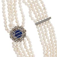 CULTURED PEARL, TANZANITE, AND DIAMOND CONVERTIBLE NECKLACE
