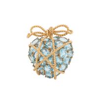 BLUE TOPAZ AND YELLOW GOLD HEART PENDANT/BROOCH
