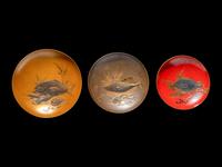 Three Japanese Lacquer 'Fish' Dishes