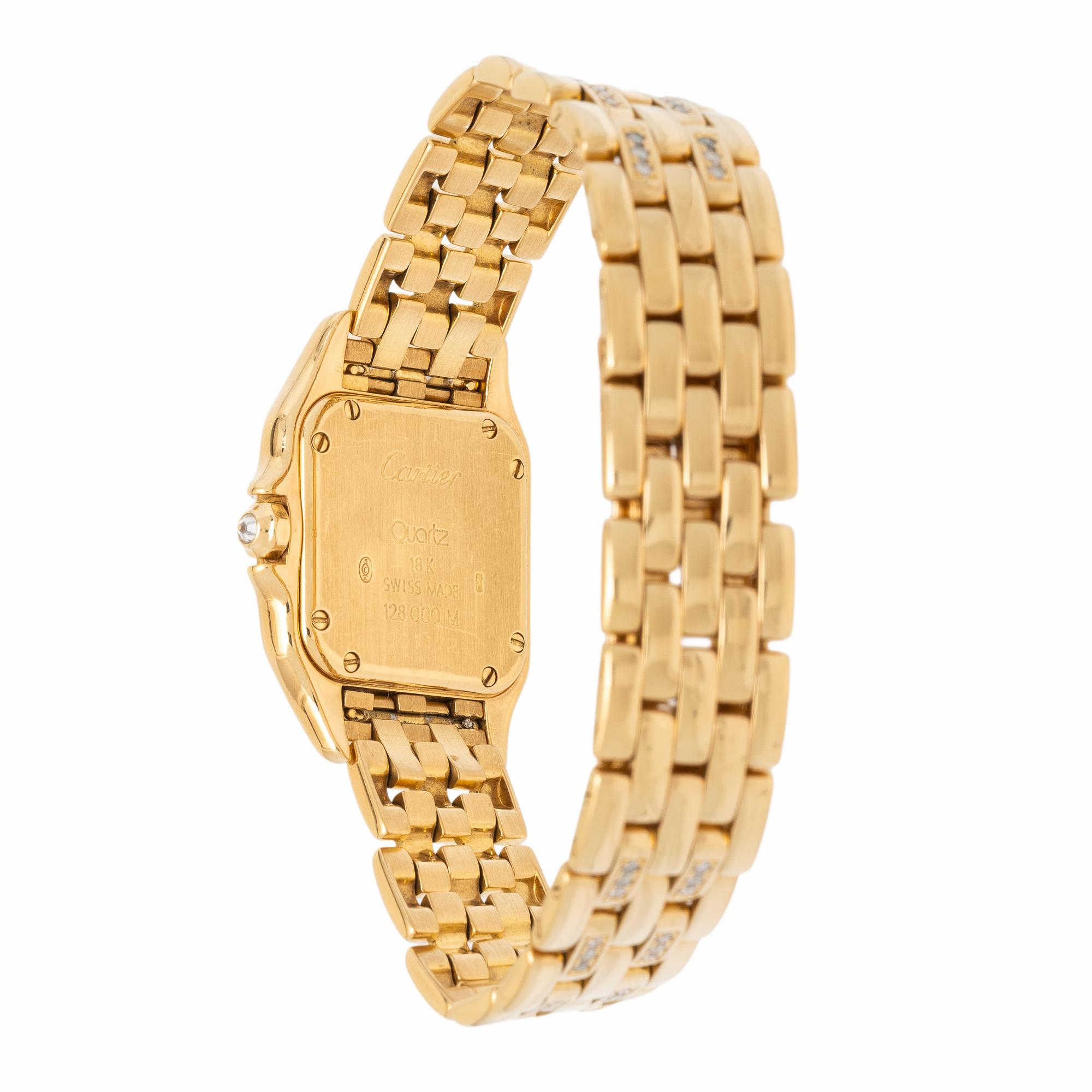 Cartier, Ref. 128000M, 18K Yellow Gold 'Panthère' Watch with Diamond Bezel, Crown, and Links