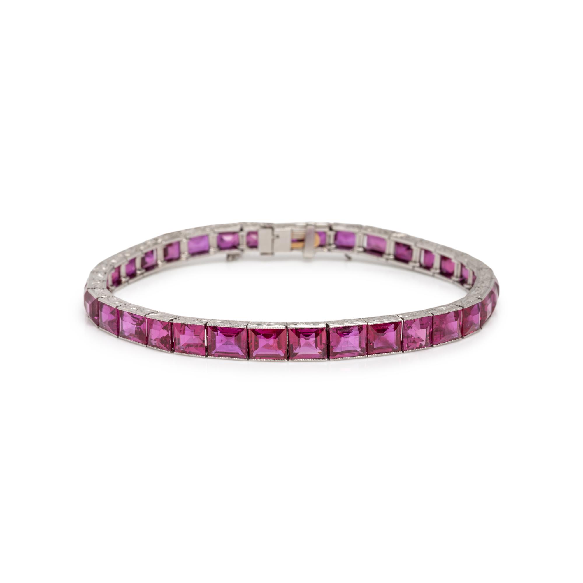 BURMESE RUBY AND PLATINUM BRACELET