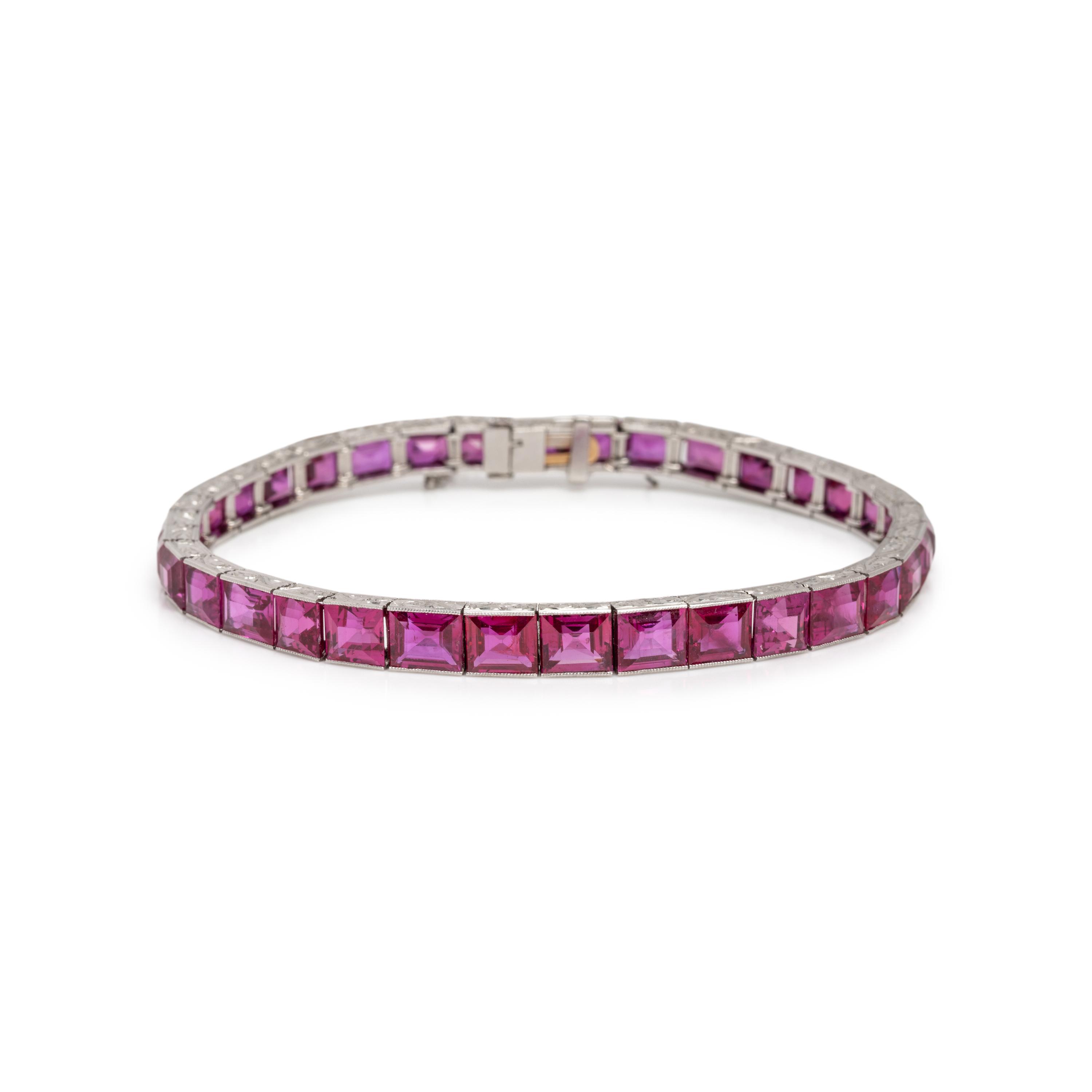 BURMESE RUBY AND PLATINUM BRACELET
