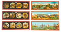 [MAGIC LANTERN SLIDES]. A group of 37 miscellaneous glass viewing slides including chromatrope mechanical examples.
